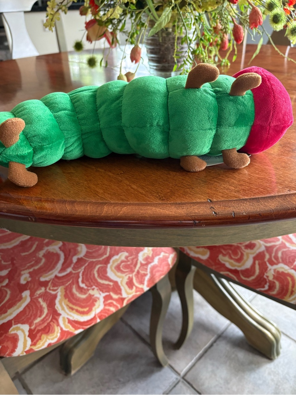 Green Caterpillar Plush Toy - Colorful Felt Spines - Picture 4 of 4